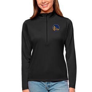 Antigua Golden State Warriors Women's Black Tribute Half Zip Top Elegant