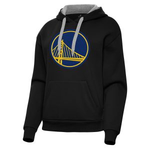 Antigua Golden State Warriors Women's Black Elegant Victory Pullover Hoodie