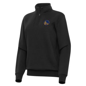 Antigua Eye - catching Golden State Warriors Women's Black Victory Quarter Zip Sweatshirt
