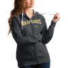 Antigua Golden State Warriors Women's Charcoal Team Victory Full Zip Chic Hoodie