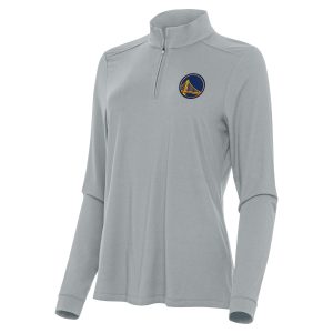 Antigua Elegant Golden State Warriors Women's Gray Intent Quarter Zip Top