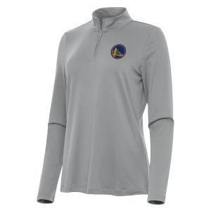Antigua Golden State Warriors Women's Unique Gray Reprocess Quarter Zip Top