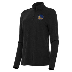 Antigua Golden State Premium Warriors Women's Heather Black Bright Quarter Zip Top