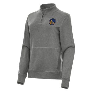 Antigua Golden State Warriors Women's Fabulous Heather Black Crush Quarter Zip Fleece Sweatshirt