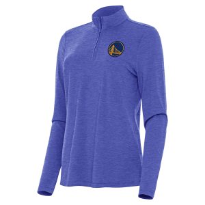 Antigua Golden State Warriors Women's Heather Royal Bright Fabulous Quarter Zip Top