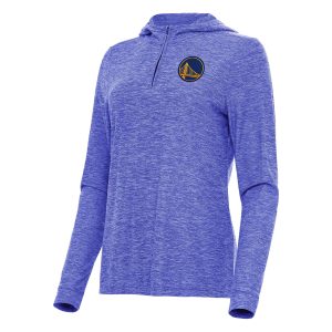 Antigua Golden State Warriors Elegant Women's Heather Royal Daybreak Quarter Zip Hoodie