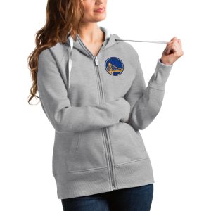 Antigua Golden State Elegant Warriors Women's Heathered Gray Victory Full Zip Hoodie