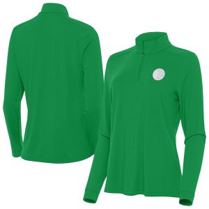 Antigua Golden State Warriors Women's Kelly Green St. Patrick's Day Stylish Intent Quarter Zip Top
