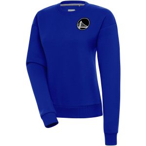 Antigua Golden State Warriors Women's Fabulous Royal Brushed Metallic Victory Pullover Sweatshirt