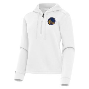 Antigua Chic Golden State Warriors Women's White Contemporary Quarter Zip Hoodie