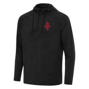 Antigua Houston Rockets Heather Black Spikes Trendy Raglan Quarter Zip Hoodie