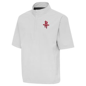 Antigua Houston Rockets Heather Gray Brisk Eye - catching Quarter Zip Windbreaker