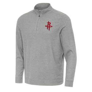 Antigua Houston Rockets Heather Gray Chic Subtle Quarter Zip Sweatshirt