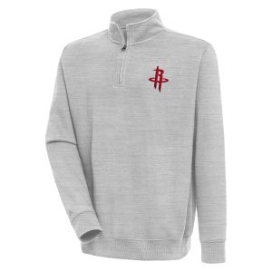 Antigua Houston Rockets Heather Gray Victory Quarter Zip Trendy Pullover Top