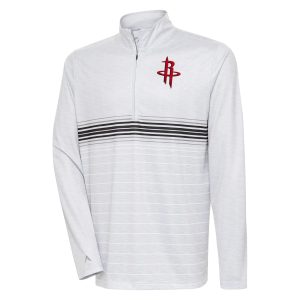 Antigua Houston Rockets Heather Gray/Black Gorgeous Bullseye Quarter Zip Pullover Top