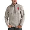 Antigua Houston Rockets Natural Fortune Quarter Zip Stylish Pullover Jacket