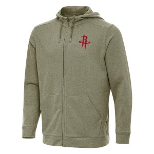 Antigua Houston Rockets Olive Unique Effortless Full Zip Hoodie Jacket