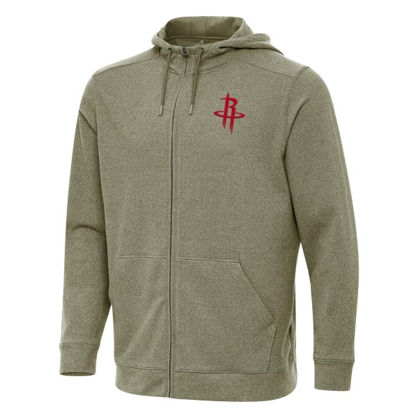 Antigua Houston Rockets Olive Unique Effortless Full Zip Hoodie Jacket