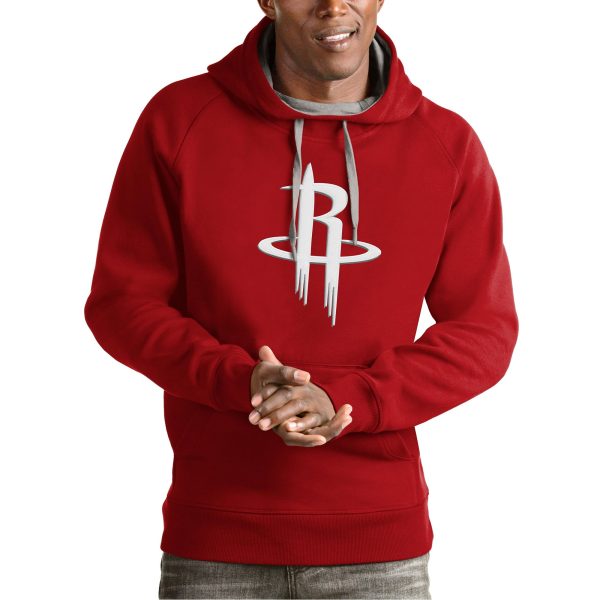 Antigua Elegant Houston Rockets Red Team Logo Victory Pullover Hoodie