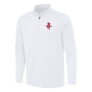 Antigua Houston Rockets Gorgeous White Reprocess Quarter Zip Top