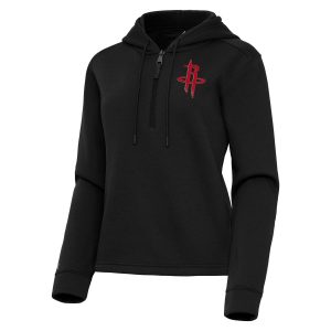 Antigua Elegant Houston Rockets Women's Black Contemporary Quarter Zip Hoodie