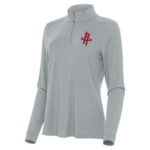 Antigua Houston Rockets Women's Gray Fabulous Intent Quarter Zip Top