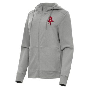 Antigua Houston Rockets Women's Heather Gray Seeker Full Stylish Zip Hoodie Jacket