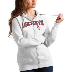 Antigua Houston Rockets Women's White Team Victory Full Chic Zip Hoodie