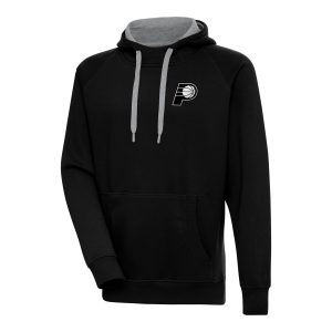 Antigua Indiana Pacers Black Metallic Chic Logo Victory Raglan Pullover Hoodie