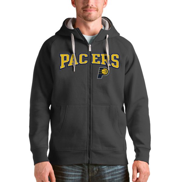 Antigua Indiana Pacers Charcoal Victory Full Elegant Zip Hoodie