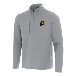 Antigua Indiana Pacers Gray Insider Quarter Premium Zip Top