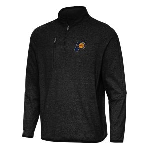 Antigua Indiana Pacers Heather Premium Black Certain Quarter Zip Tri Blend Sweatshirt