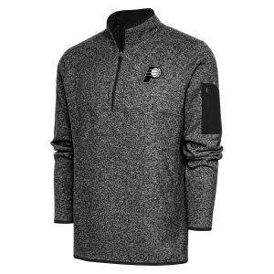 Antigua Indiana Pacers Heather Black Metallic Logo Big & Tall Fortune Quarter Trendy Zip Jacket