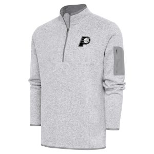 Antigua Fabulous Indiana Pacers Heather Gray Metallic Logo Fortune Quarter Zip Jacket