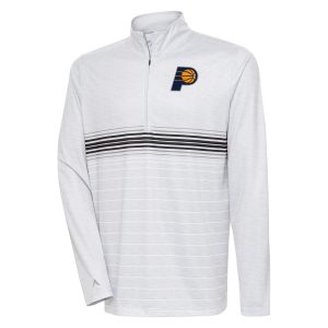 Antigua Eye - catching Indiana Pacers Heather Gray/Black Bullseye Quarter Zip Pullover Top