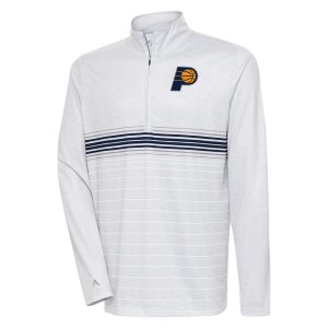 Antigua Indiana Pacers Heather Gray/Navy Trendy Bullseye Quarter Zip Pullover Top