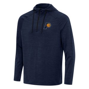 Antigua Indiana Pacers Chic Heather Navy Spikes Raglan Quarter Zip Hoodie