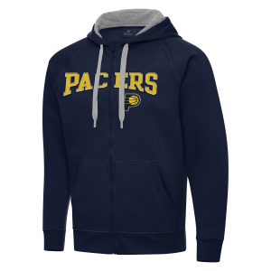 Antigua Elegant Indiana Pacers Navy Big & Tall Victory Full Zip Hoodie Jacket