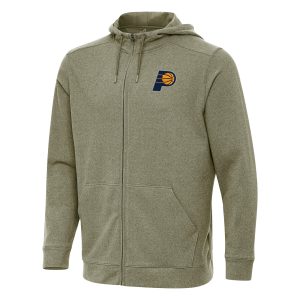 Antigua Indiana Pacers Fabulous Olive Effortless Full Zip Hoodie Jacket