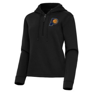 Antigua Chic Indiana Pacers Women's Black Contemporary Quarter Zip Hoodie