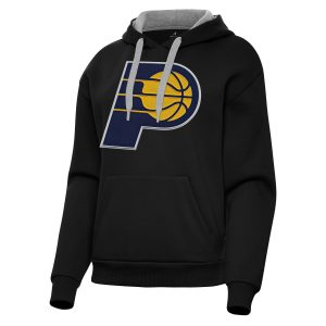 Antigua Indiana Pacers Unique Women's Black Victory Pullover Hoodie