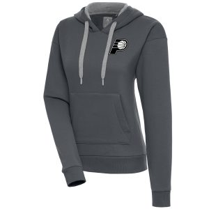 Antigua Indiana Pacers Women's Charcoal Unique Brushed Metallic Victory Pullover Hoodie