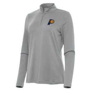 Antigua Indiana Pacers Women's Gray Premium Reprocess Quarter Zip Top