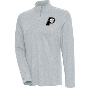 Antigua Indiana Pacers Unique Women's Heather Gray Brushed Metallic Comfort Quarter Zip Pullover Top