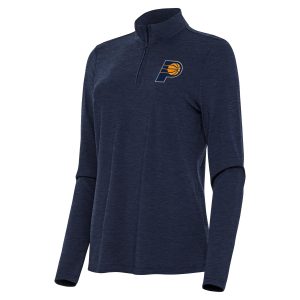Antigua Unique Indiana Pacers Women's Heather Navy Bright Quarter Zip Top