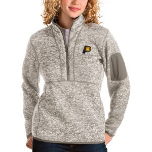 Antigua Indiana Pacers Women's Natural Stylish Fortune Quarter Zip Pullover Jacket