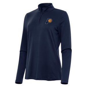 Antigua Indiana Pacers Women's Navy Reprocess Gorgeous Quarter Zip Top