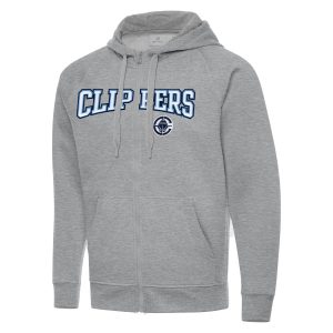 Antigua LA Clippers Heather Gray Big & Tall Victory Full Zip Hoodie Jacket Fabulous