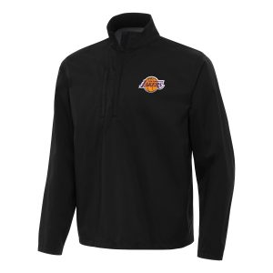 Antigua Los Angeles Lakers Black Gorgeous Brisk Quarter Zip Windbreaker