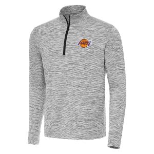 Antigua Los Angeles Lakers Black Chic Cause Quarter Zip Top